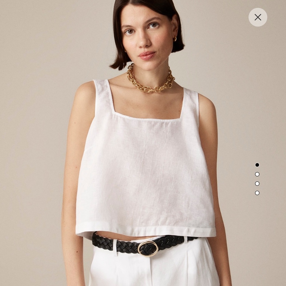 J.Crew white square neck button up sleeveless linen top (new with tags)